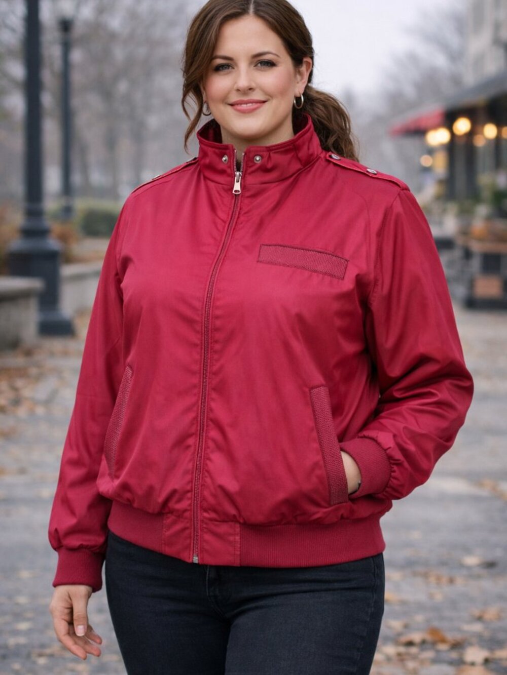 LakeForest Full-Zip Windbreaker Jacket Fully Lined Raspberry Dark Pink Size XL